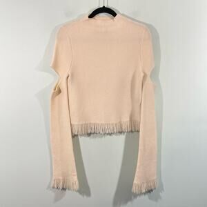 Zoe Jordan Cream Mock Neck Cut Out Sleeves Cashmere Wool Sweater Size S/M